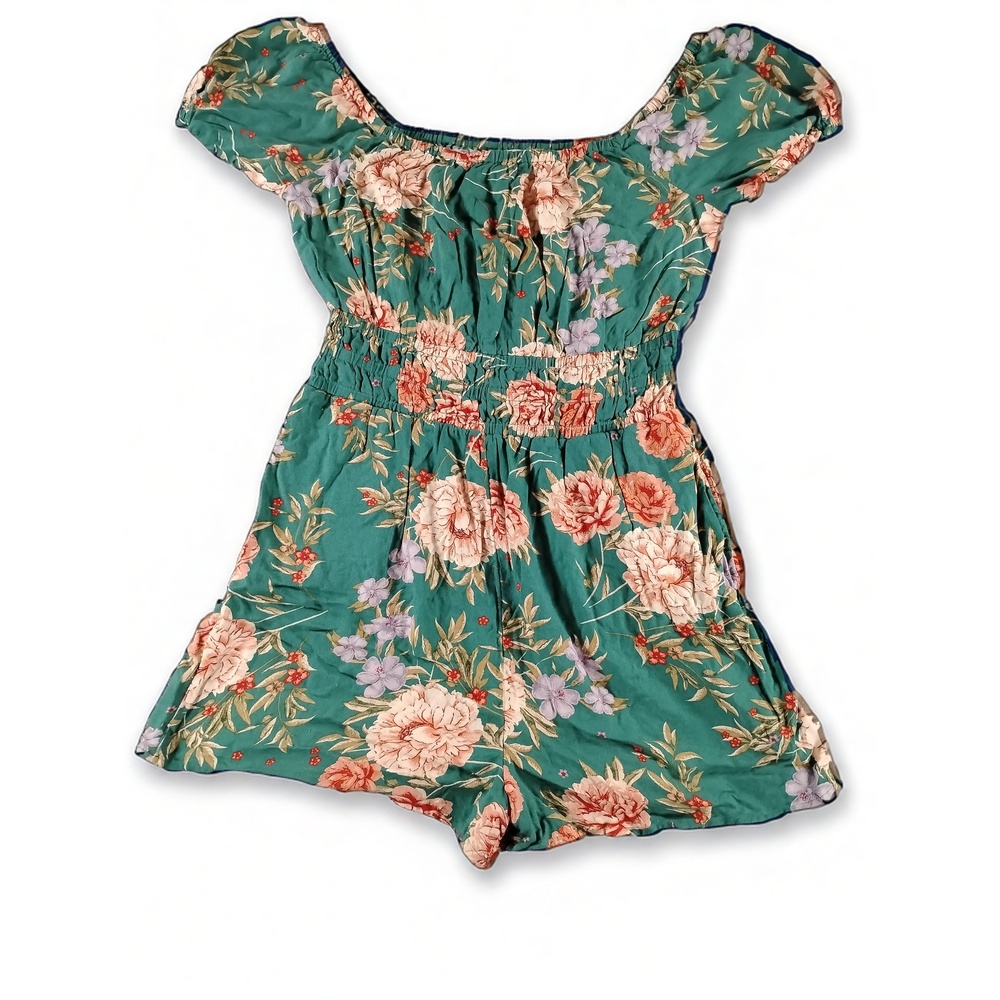American Eagle Floral Puff Sleeve Romper M Viscose Playsuit Cottagecore Boho
